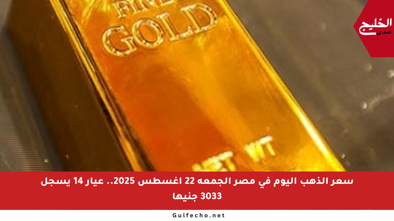 سعر الذهب اليوم في مصر الجمعة 22 أغسطس 2025.. عيار 14 يسجل 3033 جنيها